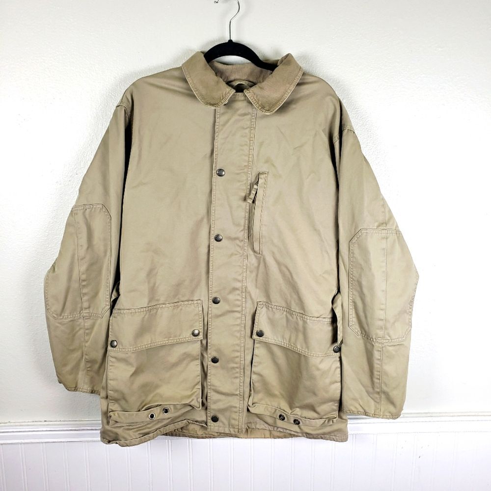 Women's Banana Republic Beige Button/Zip Up Utility Heavy Duty Coat Jacket sz MD